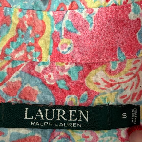 Ralph Lauren Small Shirt Dress Paisley Button Up Tunic Cotton Viscose LN31708 - Picture 3 of 11